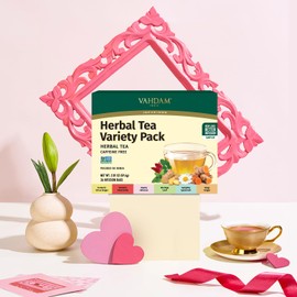 VAHDAM, Assorted Herbal Tea Gift Set (36 Tea Bags, 6 Flavors) Caffeine-Free, Non-GMO | Double Infusion, Individually Enveloped Tea Bags | Herbal Tea variety Pack | Valentines Day Gifts for Him & Her