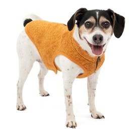 Kurgo Core Dog Sweater, Knit Dog Sweater with Fleece Lining, Cold Weather Pet Jacket, Zipper Opening for Harness, Adjustable Neck, Year-Round Sweater for Small Dogs (Heather Orange, Small)