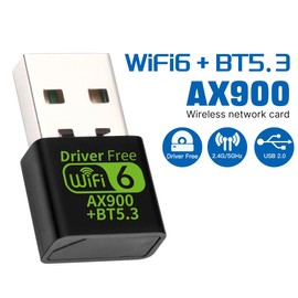 Adaptador combinado USB WiFi 6 AX900 Bluetooth 5.3 – chip RTL8851BU, doble banda 2.4GHz/5GHz hasta 900Mbps, antena integrada, Plug & Play, tarjeta de red inalámbrica USB 2.0 para PC/computadora