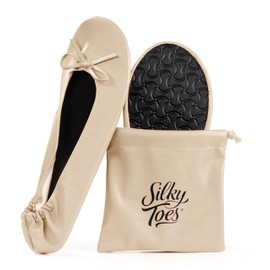 Silky Toes Foldable Flats for Women Purse Ballet Shoes Ballerina Slippers Nude