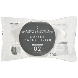 Hario Pegasus Coffee Paper Filter, 02 W, 100 Pieces, Made in Japan, 2 to 4 Cups, White, PEF-02-100W x 5 Pieces