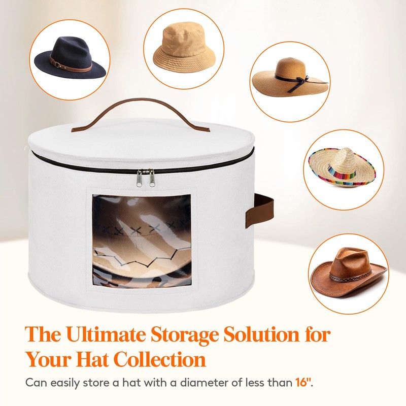 Lifewit Round Felt Hat Box, Stackable Bamboo Supports Cowboy Hat