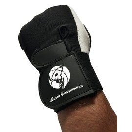 Guantes de gimnasio con soporte de muñeca para entrenamiento de gimnasio, crossfit, levantamiento de pesas, negro/blanco. Materiales de alta calidad. (Negro/Blanco, Grande)