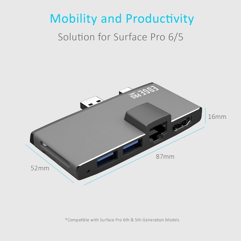 Surface Pro USB 3.0 Mini DP Hub Adapter, mbeat Edge