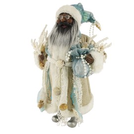 Windy Hill Collection 16" Inch Standing Aquamarine African American Ethnic Santa Claus Christmas Figurine Figure Decoration 161032