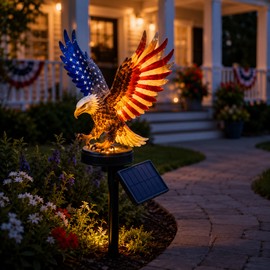 Solar Eagle Garden Light 9.84in Patriotic LED Outdoor Stake Memorial Day 4th of July Decor