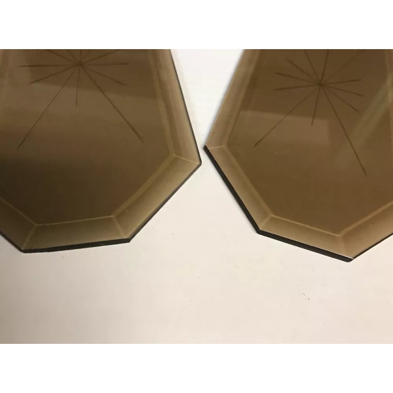 Lamp Lot Of 10 VTG Beveled 8 Sided Starburst Amber