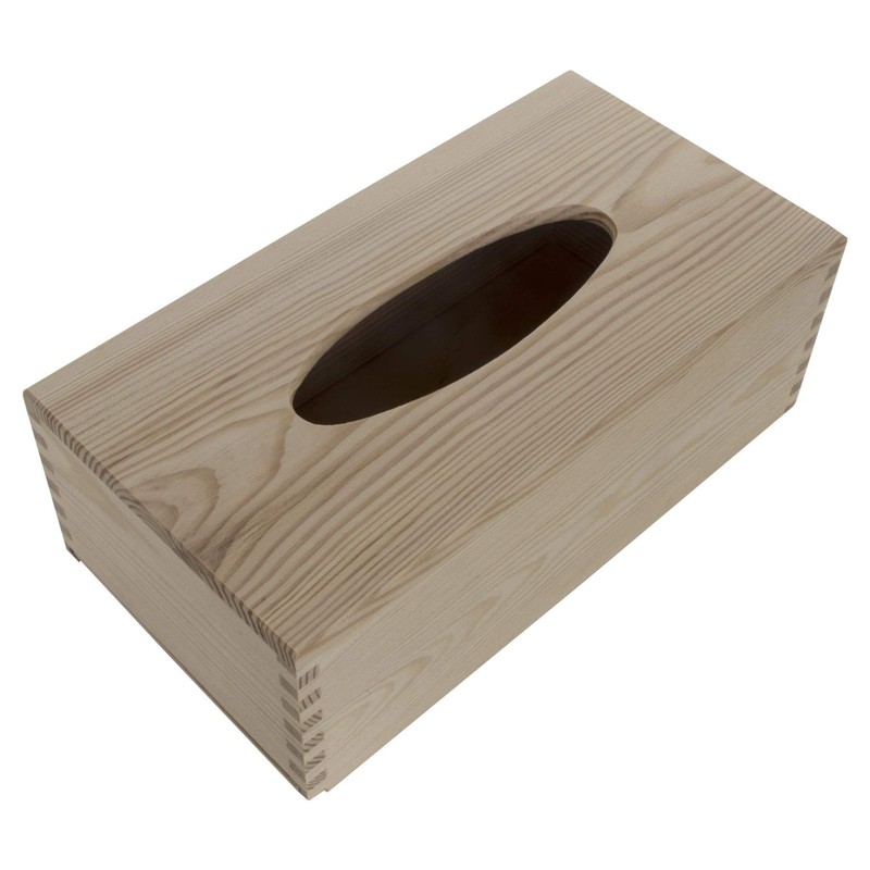 Cube Wooden Tissue Box with Sliding Bottom | 14.5 x
