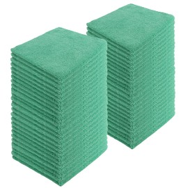 JD Homease Microfiber Cleaning Cloths, 240 Pack, 16"x16", All-Purpose, Softer, Highly Absorbent, Lint-Free, Reusable, Washable Pro Towels, Green, for House, Kitchen, Bathroom, Car, Office