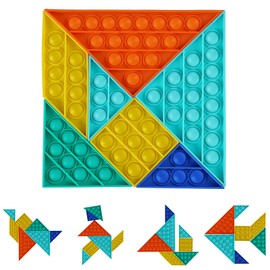 Tangram Jigsaw Push Pop Fidget Toy Squeeze Toy Push Pop Bubble Sensory Decompression Toy Stress Relief Intelli Colorful