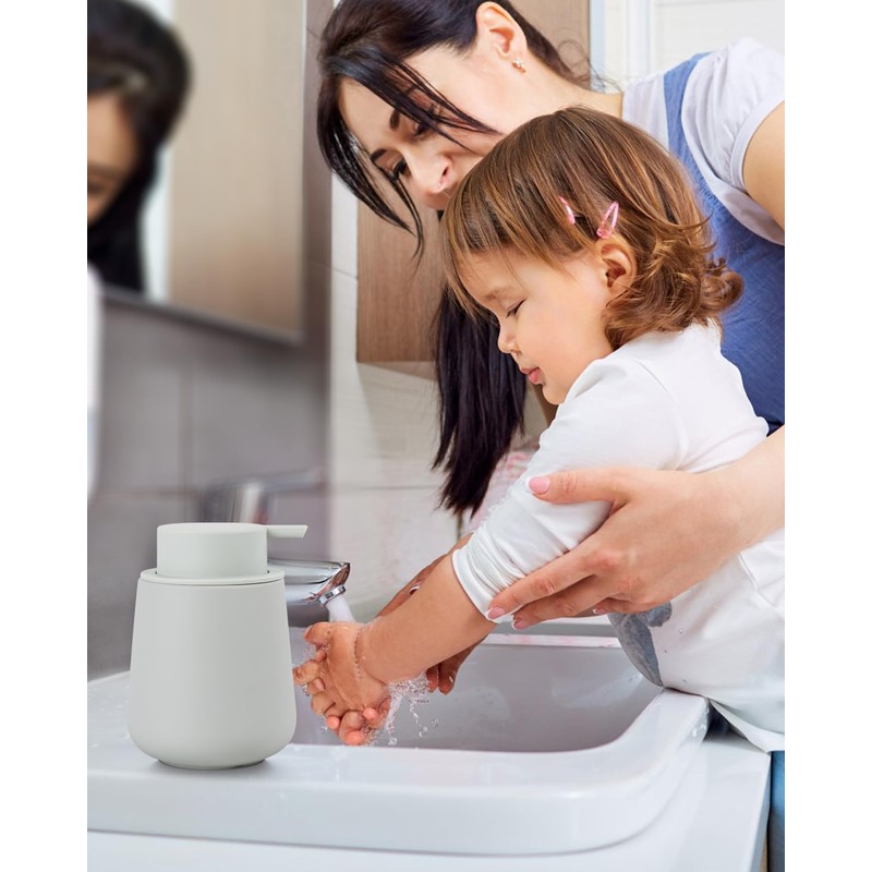 Bosilunlife Foaming Soap Dispenser - Beige Grey Ceramic Soap Dispenser