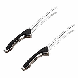 2 Tongs Rotisserie, Stainless Steel, Camping, Barbecue, Condiments, Cooking, Frying, Pasta, Floating Tip, Slim, Easy to Grip, Non-Slip Treatment, Dishwasher Safe (Tip), Lightweight and Convenient