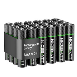 NICEBATT Rechargeable AAA Batteries 1100mAh, Premium NiMH Triple A Battery Low Self Discharge -24 Count