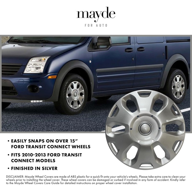 Mayde 15-Inch Hubcaps Fits 2010-2013 Ford Transit Connect, Replacement Wheel
