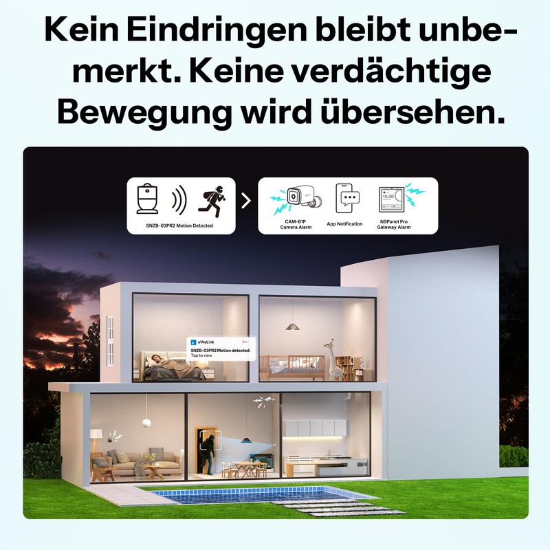 SONOFF SenseGuard SNZB-03PR2 Zigbee Bewegungsmelder mit Lichtsensor für Lichtsteuerung, Alarmanlage