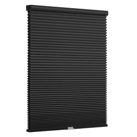 Changshade Cordless Blackout Cellular Shades, Honeycomb Room Darkening Shades, 1.5" Single Cell Pleated Window Blinds for Bedroom, Child Room, Bathroom,47.5" Width×64" Height,Black
