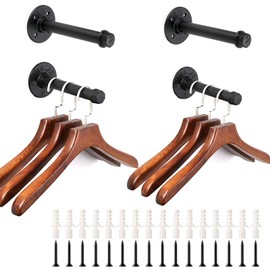 Sumnacon Industrial Pipe Clothing Bar 7.7 Inch, 4 Pack Wall-Mounted Metal Coat Rack Rod Holder for Space Saving, Heavy Duty Retro Garment Clothes Hanger Hooks for Bathroom Bedroom Entryway Closet