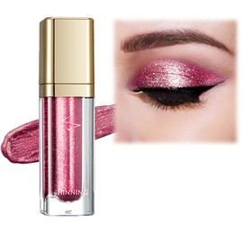 Metallic Liquid Glitter Eyeshadow - Long Lasting Waterproof Matte Shimmer - Highly Pigmented Sparkly Eye Shadow - Easy to Blend - with Eyeliner Pen - Glamorous Cherry Glitter（17#）
