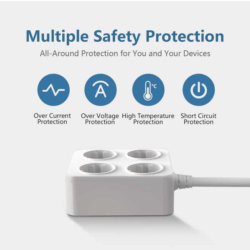 Aigostar Socket Strip 4-Way Table Socket Child Lock 1.5 m