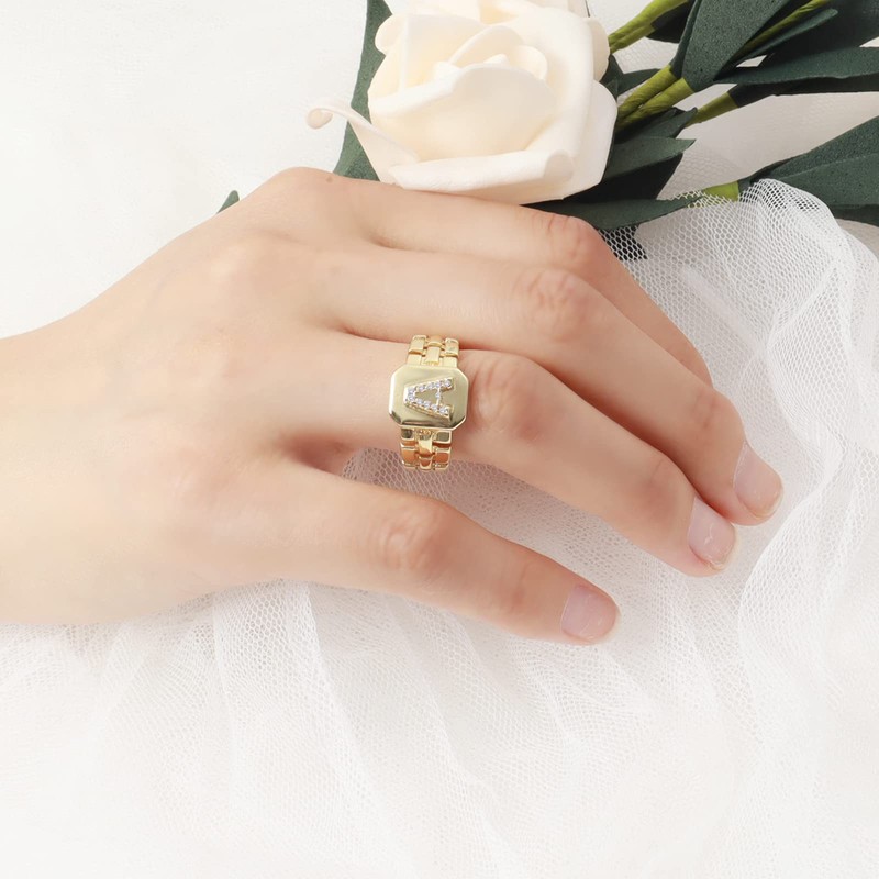 Initial Ring for Women Gold Ring with Initial Letter Open