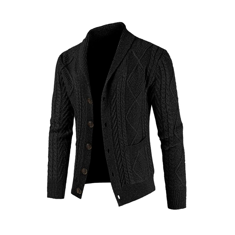 JMIERR Men's Cardigan Sweaters Fall Casual Long Sleeve Shawl Collar