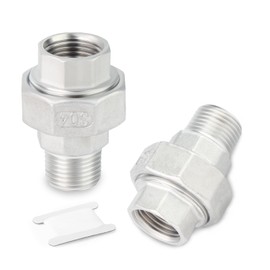 GORAGUCHI 2PCS 304 Stainless Steel Union, 1" NPT Male x 1" NPT Female, Cast Pipe joint for fuel/air/liquid/oil/gas