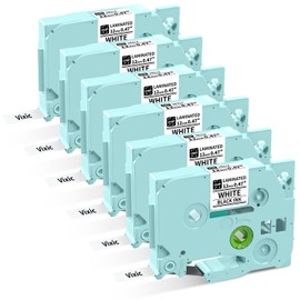 Vixic Label Tape for H1100 D210S D480BT E1000 P3200 Label Maker Tape, 3B21Z 12mm 0.47 Laminated White Tape for Brother PT-D210 PT-D220 PT-H110 PT-D600 D400 1280 1890 Cube Label Maker, 6-Pack