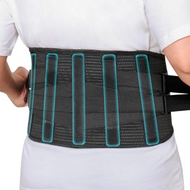 Solmyr Back Brace for Lower Back Pain – Adjustable Lumbar Support Belt with Removable Pad, 5 Reinforced Stays, Breathable Support for Sciatica, Herniated Disc, Scoliosis – Men & Women - S/M