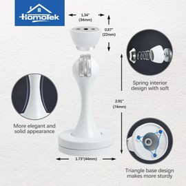 HOMOTEK 2 Pack Magnetic Door Stopper, Magnet Door Stop Heavy Duty Zinc& Rubber Tip Magnetic Door Catch Door Holder, Door Handle and Wall Protector(White)