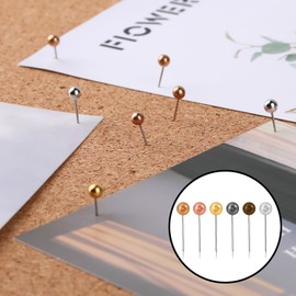 480pcs Metallic Push Pins Gold Map Pins for Cork Board Pin Small Bulletin Board Beads Head Map Pin Tacks for Noticeboard with Colored Head (Length 3/5 Inch)