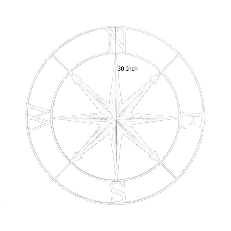 Bellaa 27451 North Star Metal Wall Decor Nautical Compass Coastal