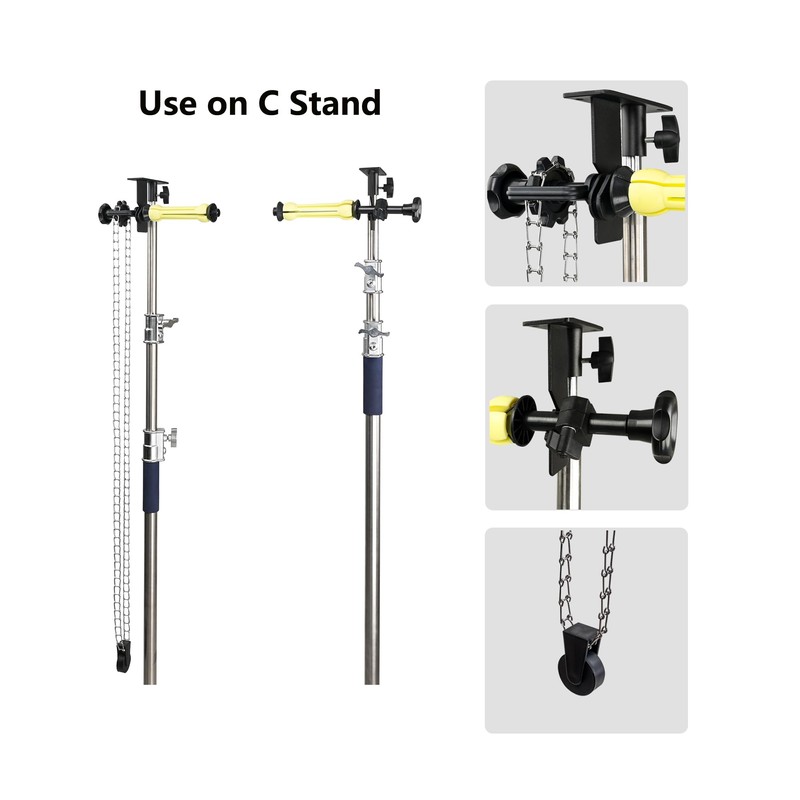 TENBEST Photography Backdrop Roller Support System,1 Roller with Metal Chain,
