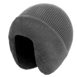 Oversize XL XXL Beanie with Earflap for Men Women Big Head, Large Warm Winter Hats, Plus Size Big Knit Skull Stocking Cap Grey