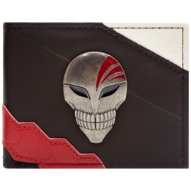 Bleach Ichigo Kurosaki Hollow Mask Metal Emblem Wallet Bi-Fold ID & Card Holder, Black