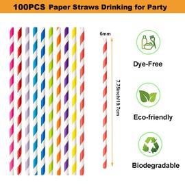 Red Stripes Drinking Straws-100Pack Straws Drinking Paper for Kids,Assorted Biodegradable Straws for Drinking Straws Drinking Straw Recyclable,Stripes Drinking Straws for Xmas Straws Party Decor