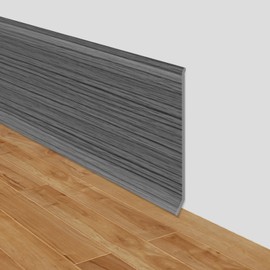 LSGCQ Flexible Baseboard Molding Trim 4 Inch x 20 Feet Self-Adhesive Vinyl Wall Base Peel and Stick Cove Base Rubber Wall Moulding Trim (Wood Grain Dark Gray)