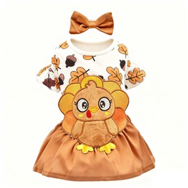 FLAdorepet - Vestido de pavo para perro con lazo para el pelo, disfraz de mascota y gato de Acción de Gracias, ropa para perro, chaleco de día festivo, vestidos de otoño para perros pequeños, medianos