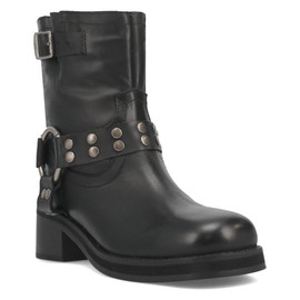 Dingo Womens Anarchy Round Toe Zippered Motorcycle Casual Boots Ankle Mid Heel 2-3" - Black - Size 9 M