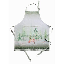 Maison d' Hermine Winter Mornings 100% Cotton 1 Piece Kitchen Apron with an Adjustable Neck & Hidden Centre Pocket with Long Ties for Women | Men | Chef | Thanksgiving/Christmas 70 cm x 85 cm