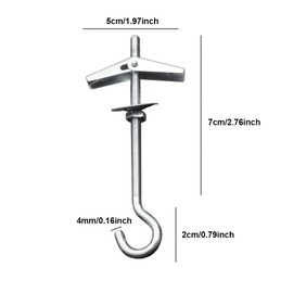 M4 Ceiling Hook Spring Toggle Wing Screws Ceiling Hooks for Hanging Plants Cavity Anchors 1 Pack