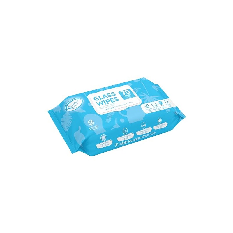 Air Jungles Glass and Window Cleaner Wipes 70 Count, Extra