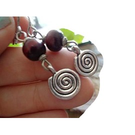 ⊹⊱ ✿★ DUNKELROTES HOLZ MIT ROBUSTER SPIRALE - OHRRINGE NATUR HOLZ ★✿ ⊰⊹ EINMALIGE OHRRINGE an kleinen selbstgebogenen Haken