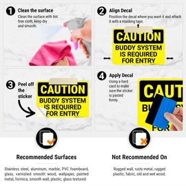 Caution Buddy System is Required for Entry OSHA Sign, 10x7 Inches, 4 Mil Vinyl Decal Stickers Weather Resistant, Made in USA