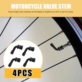 Motoforti 4pcs Metal 90 Degree Valve Stem Vacuum Tyre Valve Stem Extension Extenders Adapter for Car Motorcycle Black