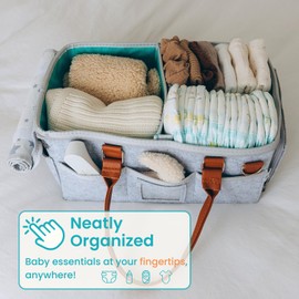 HOME FOR EACH Baby Diaper Caddy With Lid, Diaper Caddy Organizer for New Mom Gifts, Newborn Essentials Must Haves, Registry for Baby, Baby Registry Search, Baby Gift Basket Baby Must Haves Travel Bag