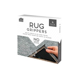 Keep Your Rugs Secure with Anti-Slip Rug Grippers – No Messy Residue, Suitable for All Floor Types, Including Wood, Laminate, and Tile – Pack of 4 – Reusable and Repositionable Rug Corner Grippers