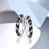 Santuzza Hoop Earrings 925 Sterling Silver Python Pattern Black Gemstone