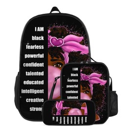 Maynofu African Black Girl Backpack for School Bag Teen girls Bookbag Set Laptop Bag With Lunch Box and Pencil Case