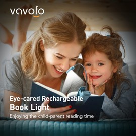 VAVOFO Rechargeable Book Light, Blue Light Blocking, Amber 1600K Clip On Reading Light, Eye Care 7 LEDs kids book light for reading in bed with Power Indicator for Bookworms (Mint Blue)