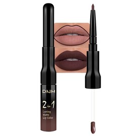 IATMOMOD 1Pcs 2 in 1 Deep Brown Matte Lip Liner and Liquid Lipstick Stain Makeup Set for women, Brown Long Lasting Smudge Proof Lip Tint Matte Finish Lip Gloss for All-Day Color Hold Easy to Use 04#